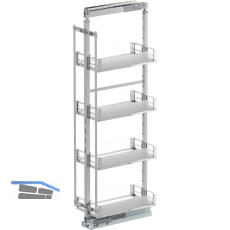 VS TAL Larder 4 Hochschrankauszug Set Artline KB 300 mm Silber/Glas satiniert