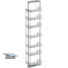 VS TAL Larder 7 Hochschrankauszug Set Artline KB 300 mm Silber/Glas satiniert