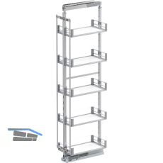 VS TAL Larder 5 Hochschrankauszug Set Artline KB 300 mm Silber/Glas satiniert