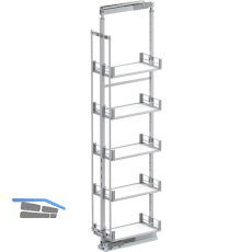 VS TAL Larder 6 Hochschrankauszug Set Artline KB 300 mm Silber/Glas satiniert