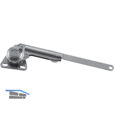 LAMP� Hochstellst�tze NSDX 35, LINKS, �ffnungswinkel 80�-90�-100�,FE vernickelt