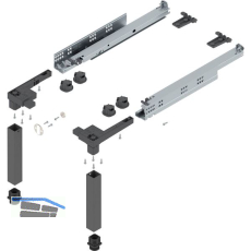 BLUM Sockelbeschlag SPACE STEP Set, NL 410 mm, Kunststoff/Stahl oriongrau matt