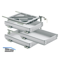 HETTICH Systema Top 2000 Container-Set Silent System, Teilauszug, ET 530 mm, alu