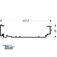 CINETTO PS40 Laufschiene oben ungelocht, 3850 mm, Aluminium natur eloxiert
