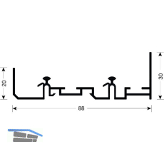CINETTO PS48 Doppellaufschiene auf Ma�, Aluminium natur eloxiert