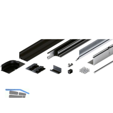 HAWA Folding Concepta III Schienen-Set 2-trg. rechts, Alu schwarz eloxiert