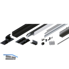 HAWA Folding Concepta III Schienen-Set 3-trg. links, Alu schwarz eloxiert