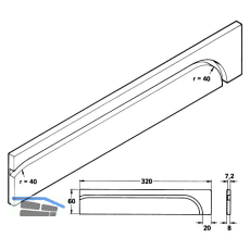 Standard Umlenkbogen zum Anschrauben, Kunststoffgleitprofil transparent