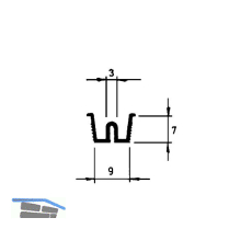 ZIEHL 25 Lauf-/F�hrungsschiene mit Rand, L�nge 2500 mm, Kunststoff braun