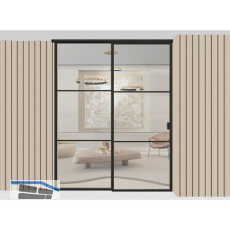 ARLU DIVINA� Festverglasung mit Schiebet�r rechts 2600 x 2000 mm, schwarz