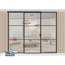 ARLU DIVINA� Festverglasung mit Schiebet�r mittig 2600 x 3000 mm, schwarz