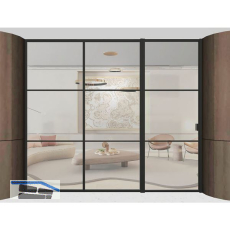 ARLU DIVINA� Festverglasung mit Schiebet�r rechts 2600 x 3000 mm, schwarz