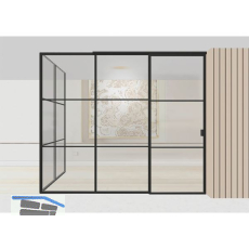 ARLU DIVINA� Eckaufstellung mit Schiebet�r rechts 2600 x 3000/2000 mm, schwarz