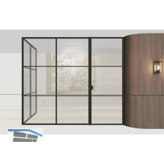 ARLU DIVINA� Eckaufstellung mit Dreht�r rechts, 2600 x 3000/2000 mm, schwarz