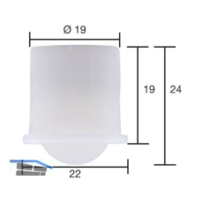 Kugelrolle 0 soft � 19 mm,Tiefe 19 mm, Kunststoff wei�