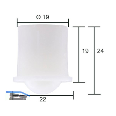 Kugelrolle 0 � 19 mm, Tiefe 19 mm, Kunststoff wei�