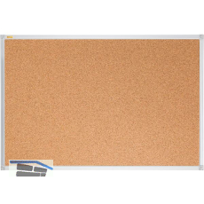 Korkwandtafel 900 x 600 mm braun, Alurahmen silber eloxiert