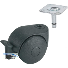 D�RNER + HELMER Doppel-Lenkrolle One 50 mm 30 kg Platte Feststeller