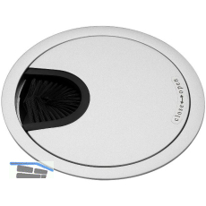 CONFURN Kabeldurchgang rund, mit Staubschutzb�rste, Zamak silber RAL 9006