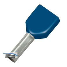Zwillings-Aderendh�lse 0,75x8/15 mit Kragen blau