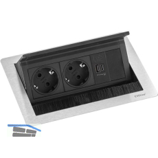 EVOline Flip Top Push S 2xSchuko + USB-A- USB-C-Charger Edelstahl
