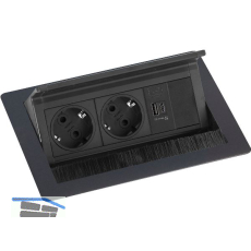 EVOline Flip Top Push S 2xSchuko + USB-A- USB-C-Charger schwarz