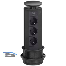 EVOline Port Steckdosenelement 3x Schuko 2x USB-Charger schwarz