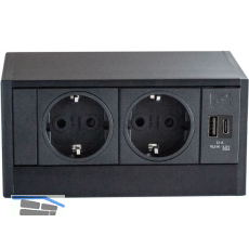 EVOline R-Dock Steckdosenelement 2 x Schuko, USB-A + C Charger schwarz