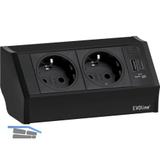 EVOline V-Dock Steckdosenelement 2 x Schuko, USB-A + C Charger schwarz
