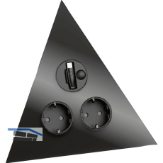 WIPO Steckdosenelement Power Dreieck 2 Schuko + USB-Charger-Auszug Schwarz