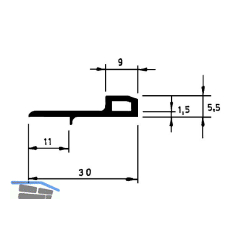 Schlagleiste mit Nase, L 2500 mm, Kunststoff schwarz