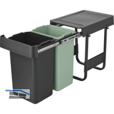 BRABANTIA Einbau-Abfallsammler Sort & Go 2 x 15 Liter Kunststoff dunkelgrau