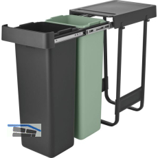 BRABANTIA Einbau-Abfallsammler Sort & Go 2 x 30 Liter Kunststoff dunkelgrau