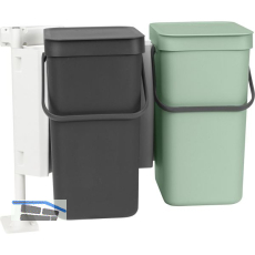 BRABANTIA Einbau-Abfallsammler Sort & Go 2 x 12 Liter Kunststoff Gr�n/Grau