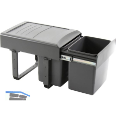 EKOTECH Einbau-Abfallsammler Mega 40 2 x 15 Liter Kunststoff grau