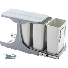 EKOTECH Einbau-Abfallsammler Patty 30 3 x 8 Liter Kunststoff grau