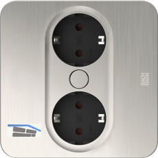 BACHMANN Einbausteckdose TWIST 2 eckig, 2 x Schuko, Edelstahl Effekt