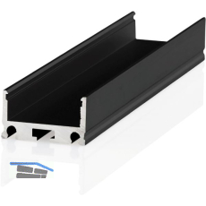 BILTON Aluminium Aufbauprofil XT02, schwarz eloxiert, 3000 mm, ohne Abdeckung