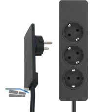 EVOline Plug-Verl�ngerungsleitung 1,5 m mit 3-fach Verteiler, Kunststoff schwarz