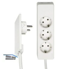 EVOline Plug-Verl�ngerungsleitung 1,5 m mit 3-fach Verteiler, Kunststoff wei�