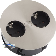 BACHMANN Einbausteckdose TWIST 2S, 2 Stk. Schukosteckdosen, Edelstahl Effekt