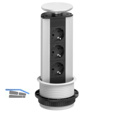 EVOline Port Steckdosenelement 3x Schuko Wippdeckel alufarbig