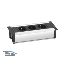 EVOline Frame-Dock Data Einbau Steckdosenleiste, 3xSchukosteckdose Alu