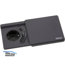 EVOline Square 80 Schuko mit USB-Charger schwarz