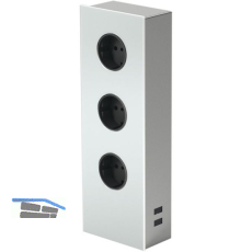 WIPO Steckdosenleiste Power Turm G Edelstahl/Glas wei�, 3x Schuko, 2 x USB