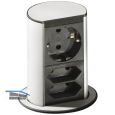 BACHMANN Steckdosenelement Elevator 1 x Schuko.- 2x Eurosteckdose, Edelstahl