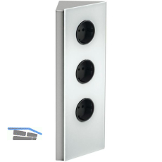 WIPO Steckdosenelement Power Eck G, 3 Schukosteckdosen, Edelstahl/Glas wei�