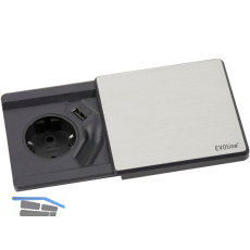 EVOline Square 80 Schuko mit USB-Charger Edelstahl