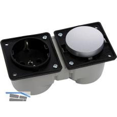 BERKER Integro Schalter chrom matt + Steckdose schwarz ohne Rahmen