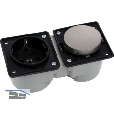 BERKER Integro Schalter Edelstahl Effekt + Steckdose schwarz ohne Rahmen